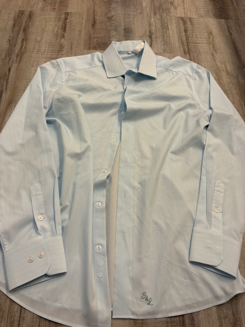 State & Liberty Men’s Light Blue Stripe Dress Shirt L